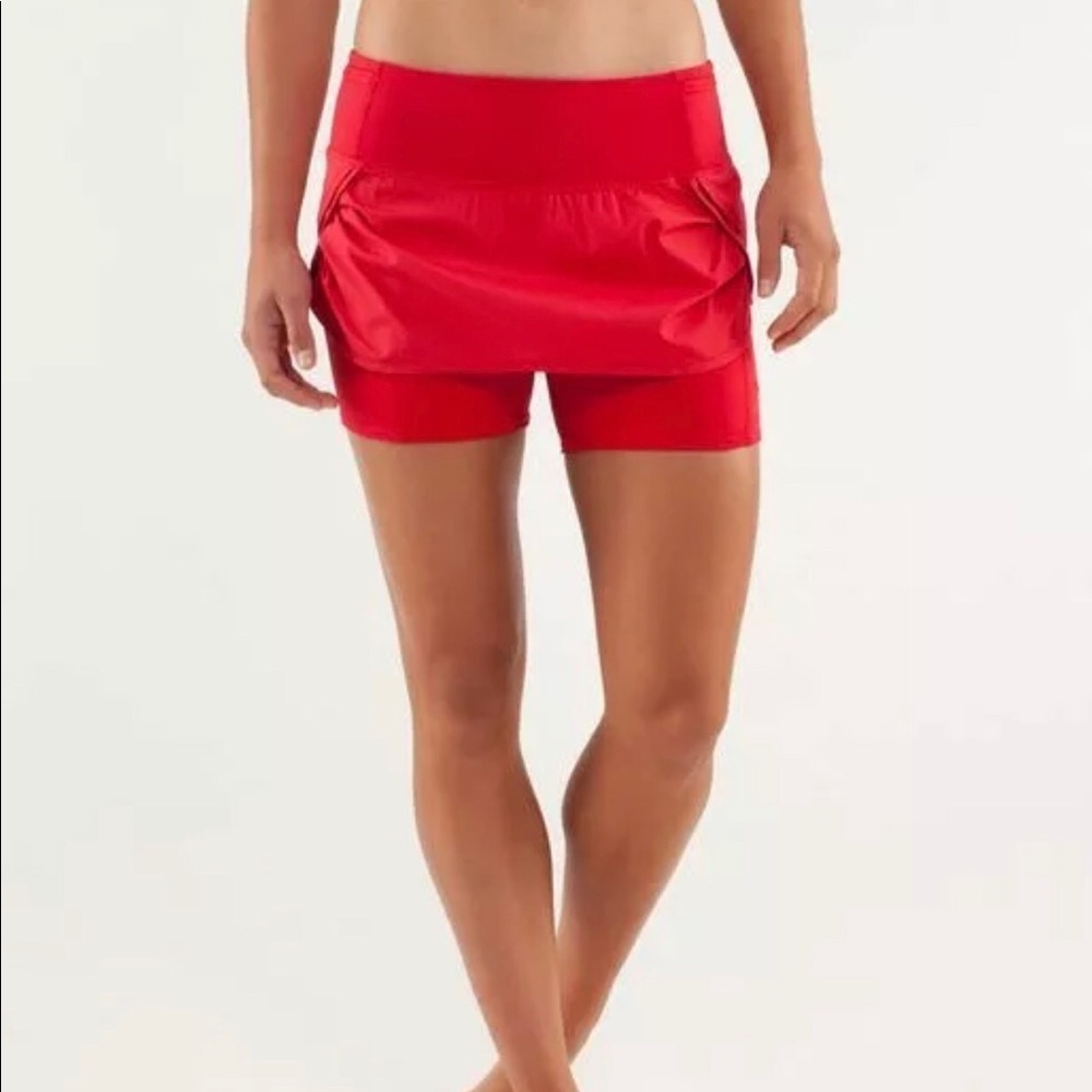 LULULEMON Run: SPEED SQUAD Skort Skirt Red Gripper